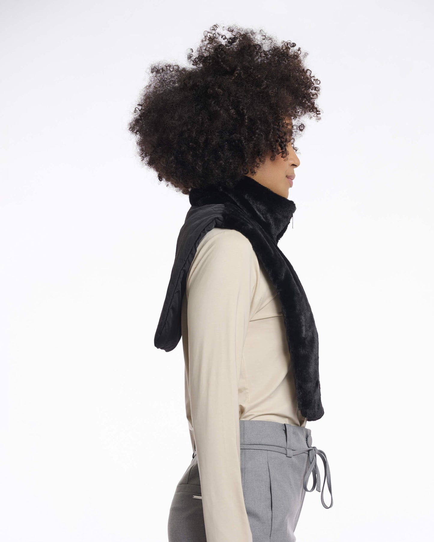 Bib fourrure réversible "Nura" - Noir