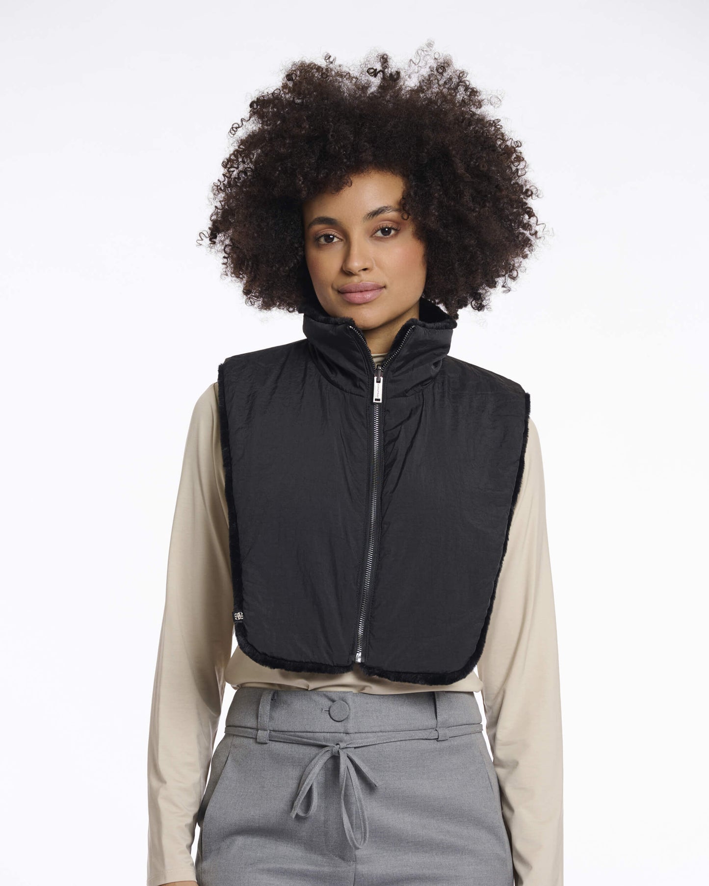Bib fourrure réversible "Nura" - Noir