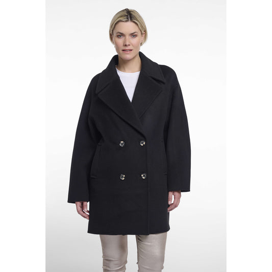Manteau laine double-face "Igenia" - Noir