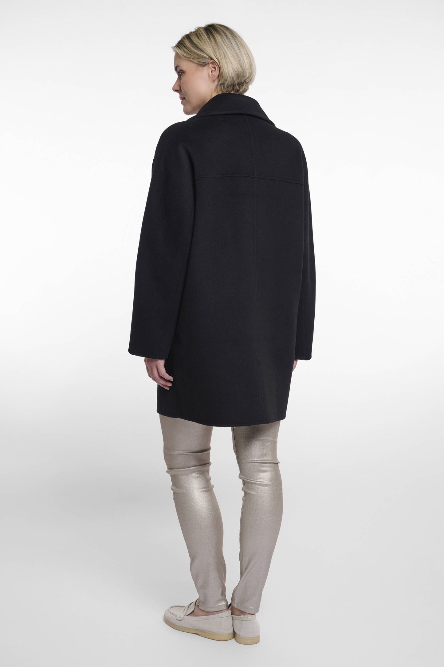 Manteau laine double-face "Igenia" - Noir