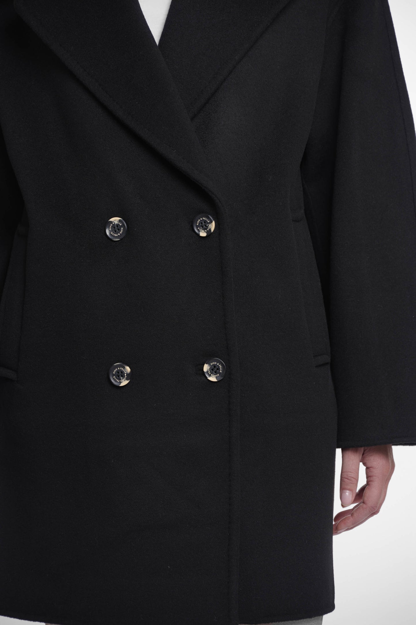 Manteau laine double-face "Igenia" - Noir