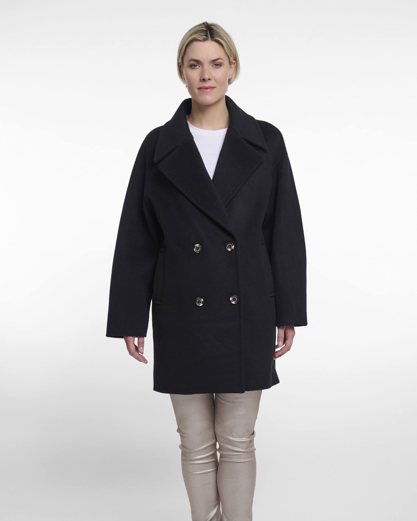 Manteau laine double-face "Igenia" - Noir