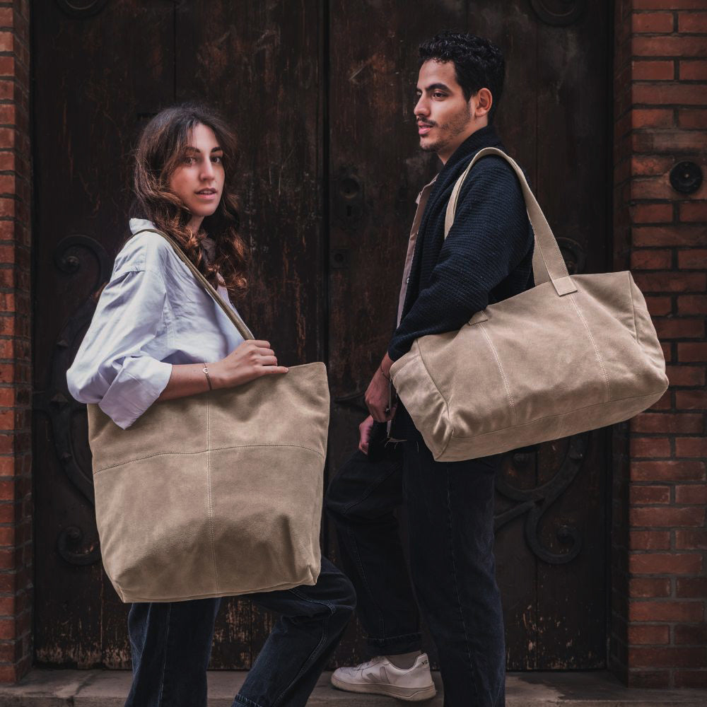 Sac week-end "Trip" cuir - Taupe