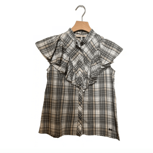 Blouse tartan à volants (38)