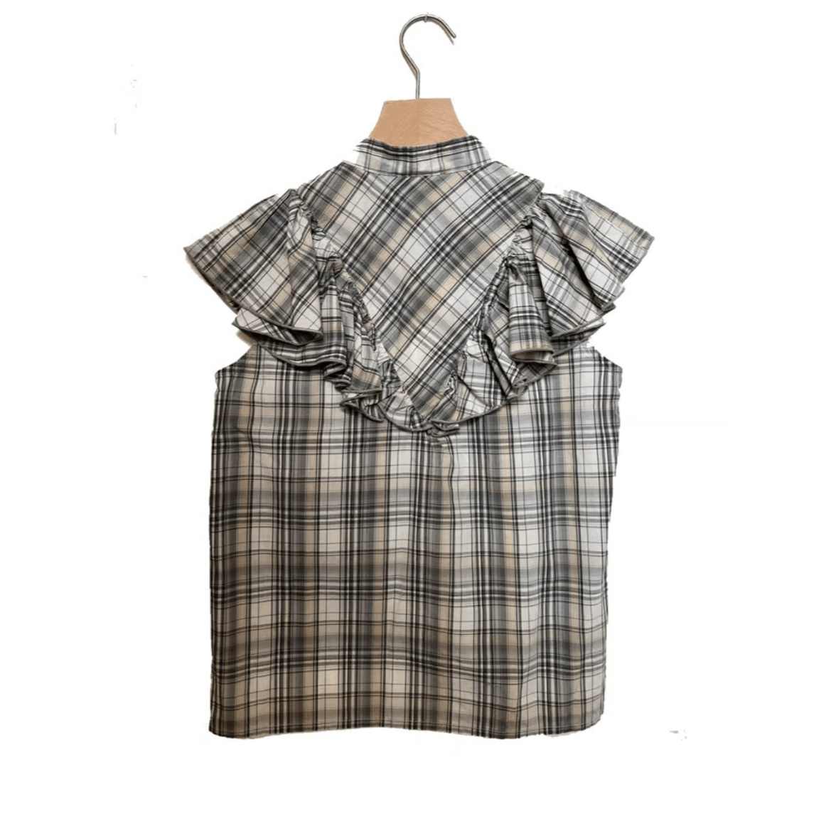 Blouse tartan à volants (38)
