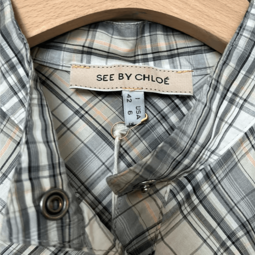 Blouse tartan à volants (38)