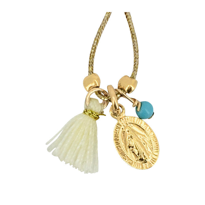Bracelet-cordon "Charm-Madonne" & Turquoise