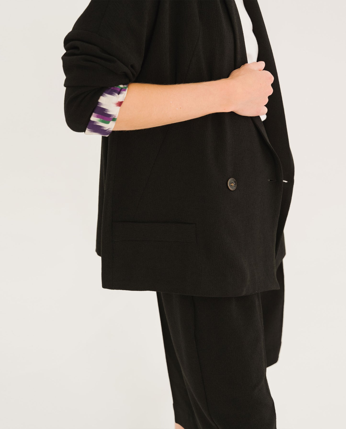 Veste crêpe "Etoile Tribu" - Noir