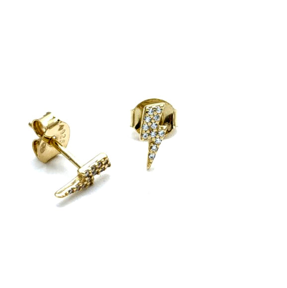 Puces d'oreilles "Eclairs" Zircons - Vermeil