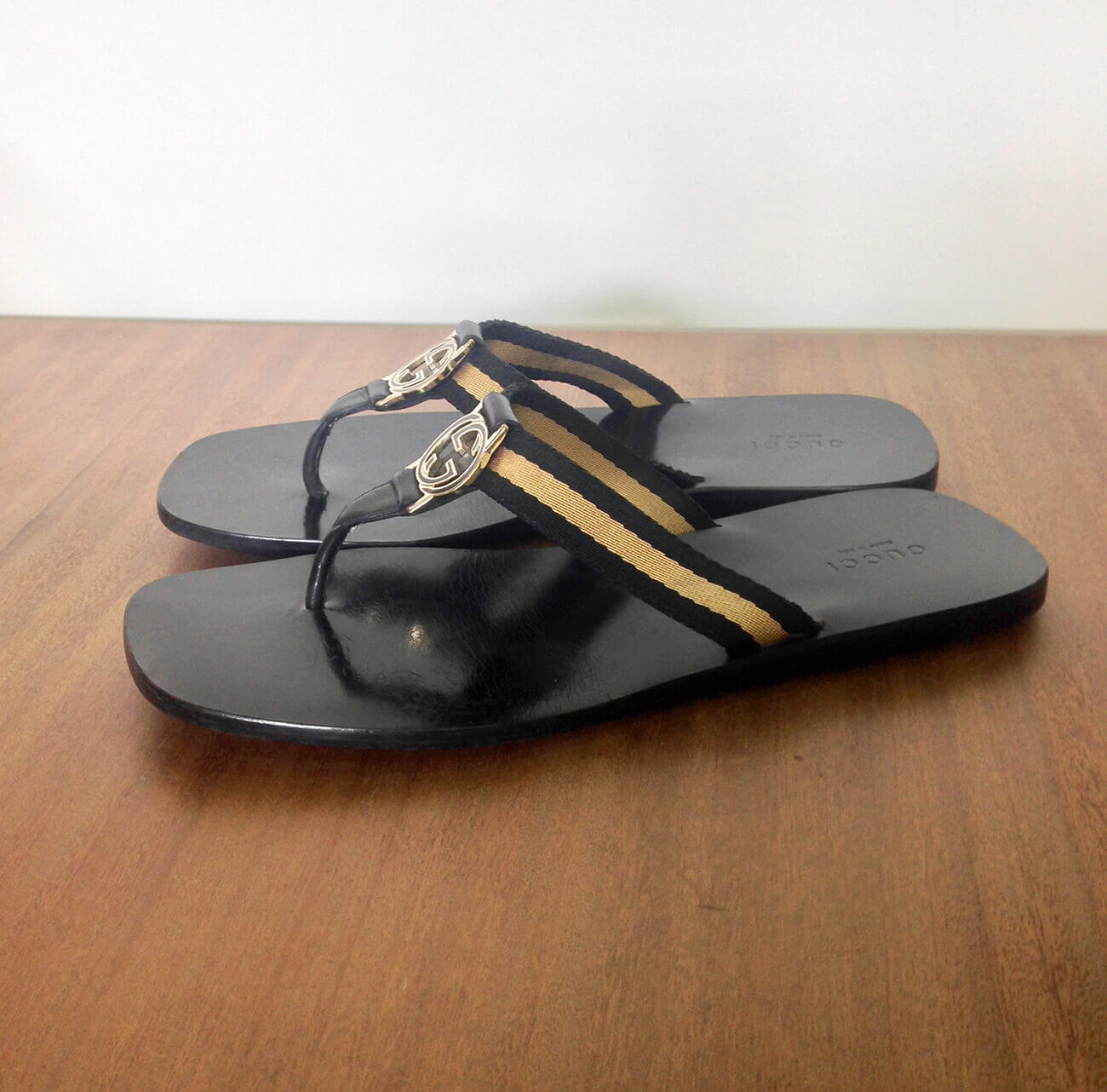 GUCCI sandales cuir & gros-grain (38)