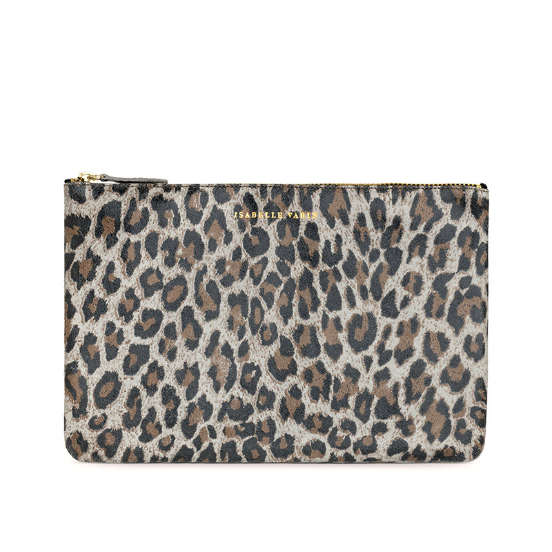 Pochette "Love" cuir Guépard Sable