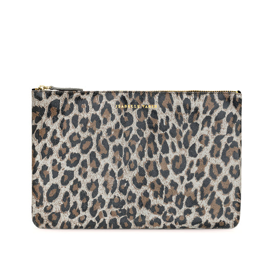 Pochette "Love" cuir Guépard Sable