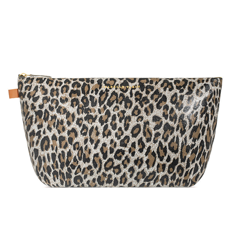 Trousse XL "Pilow" cuir Guépard Sable