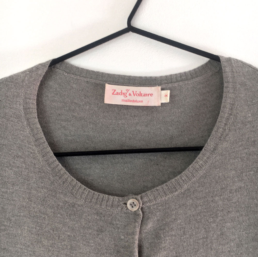 Cardigan soie intarsia