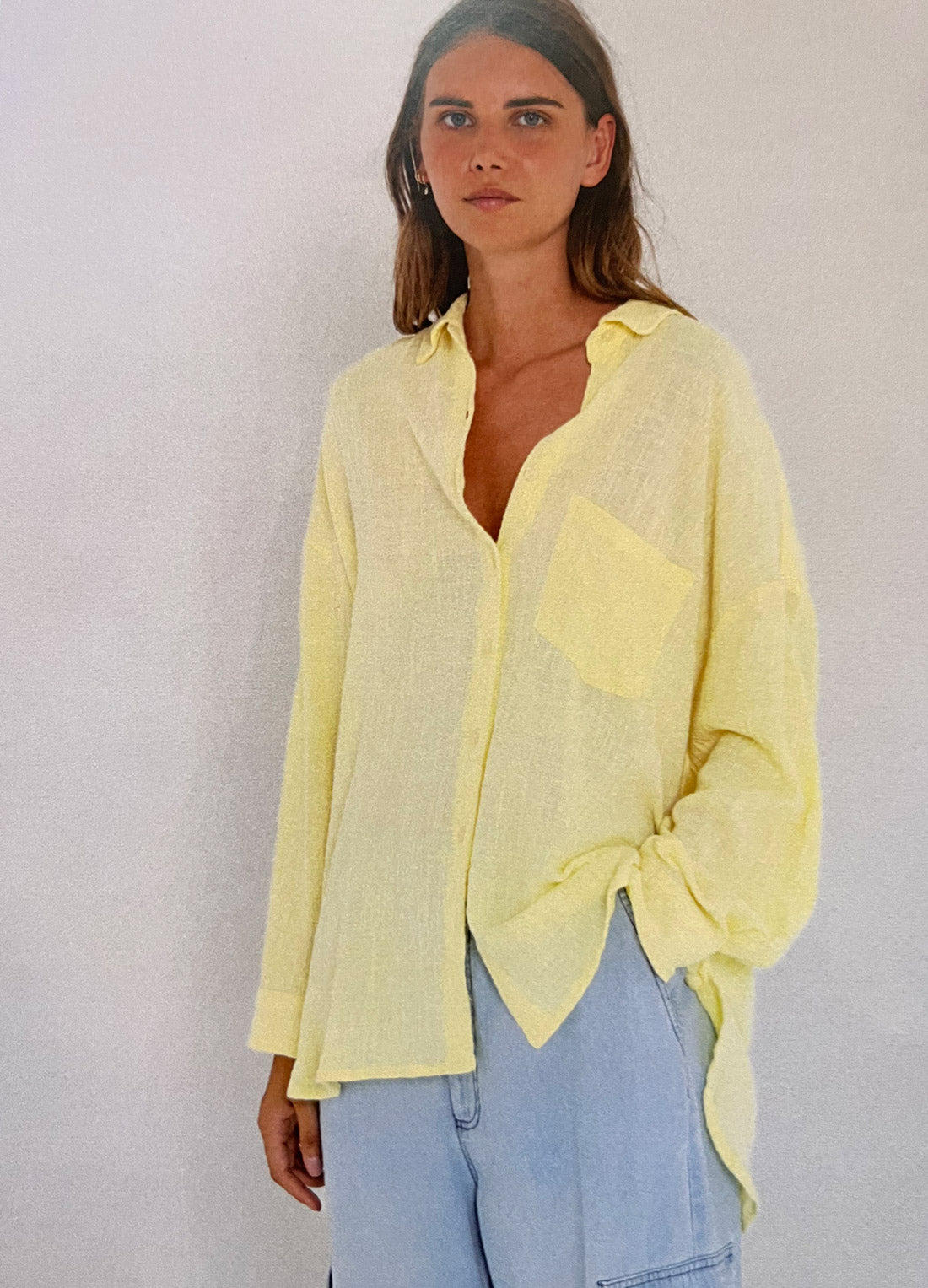 Chemise "Azman" crêpe coton - Citron