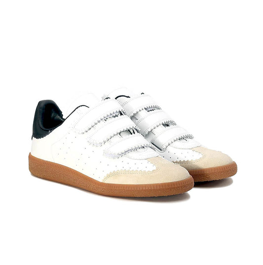 Baskets "Beth" cuir blanc/noir NWB (38)