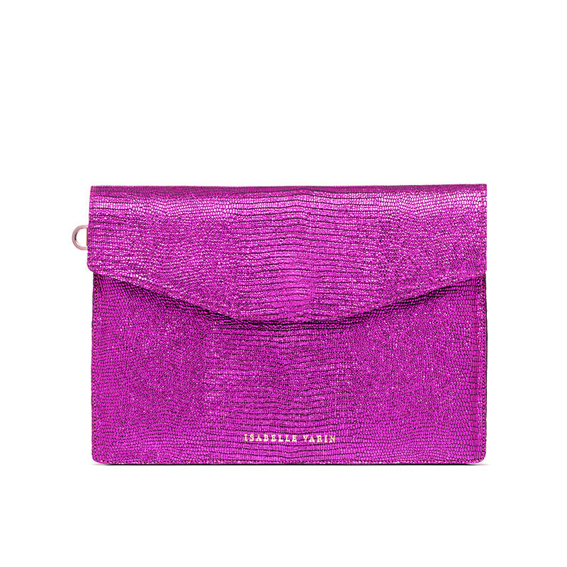 Pochette "Class" cuir Turtle Fuschia