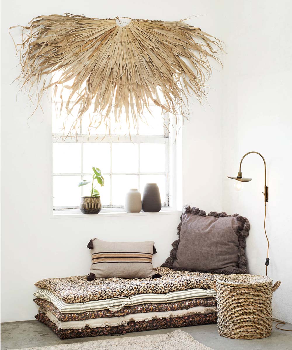 Housse de coussin lin brodée - Greige