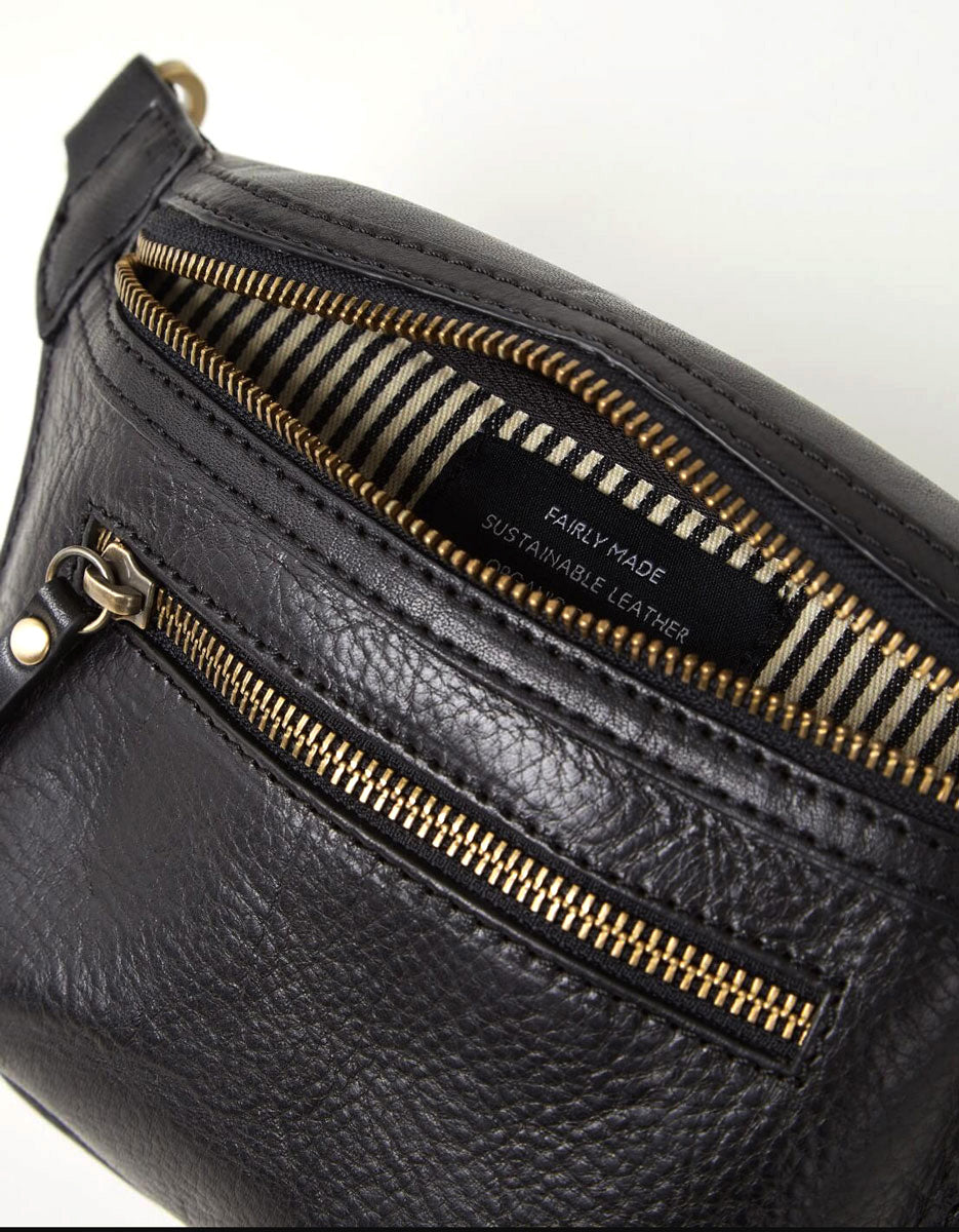 Petite banane "Beck's" cuir - Noir