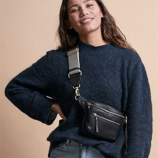 Petite banane "Beck's" cuir - Noir