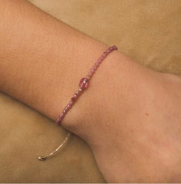 Bracelet-cordon "Dolly" - Tourmaline rose