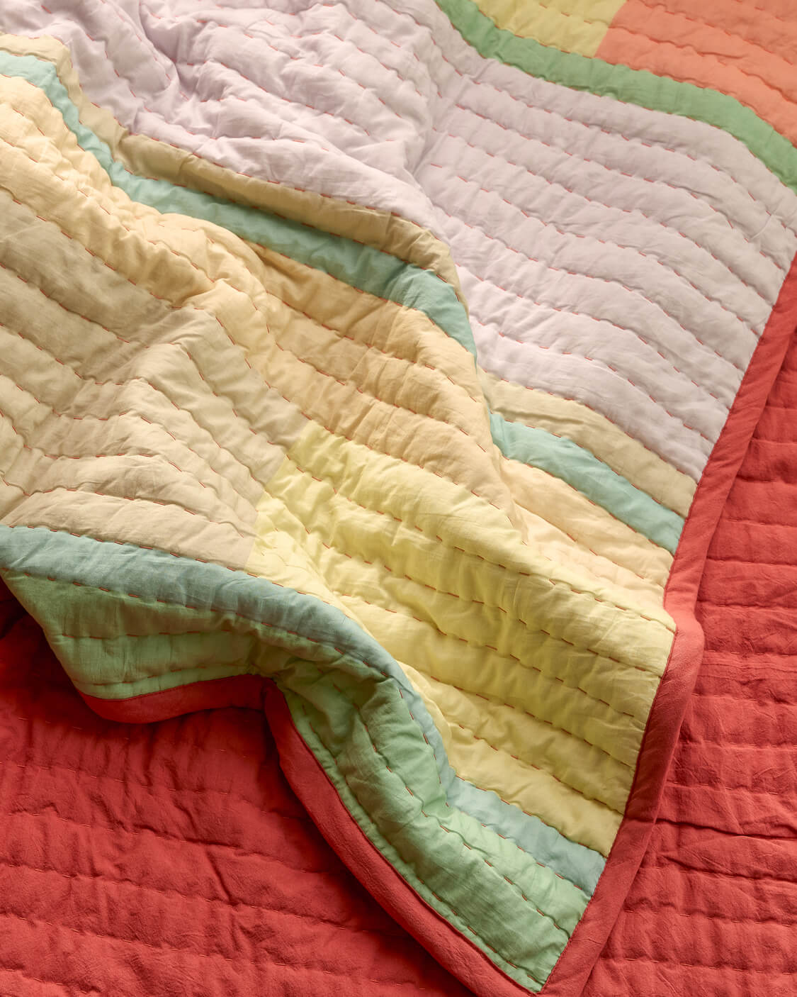 Boutis "Pavilion" colorblock - Corail
