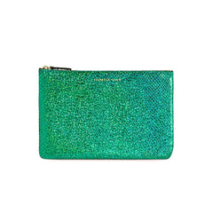Petite pochette "Monoï" cuir Facette Vert