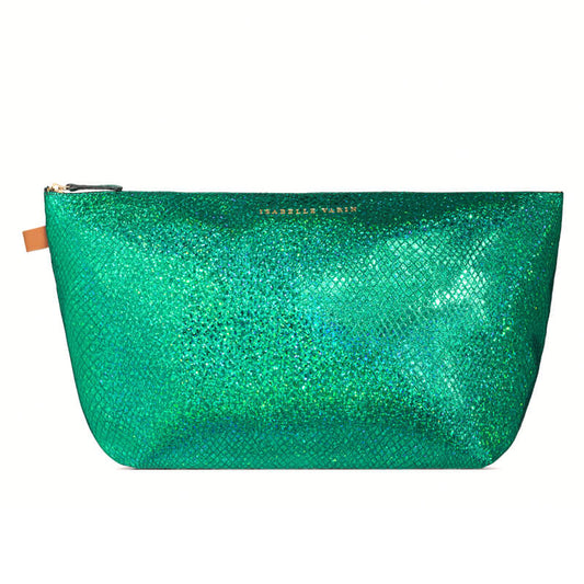 Trousse XL "Pilow" cuir Facette Vert