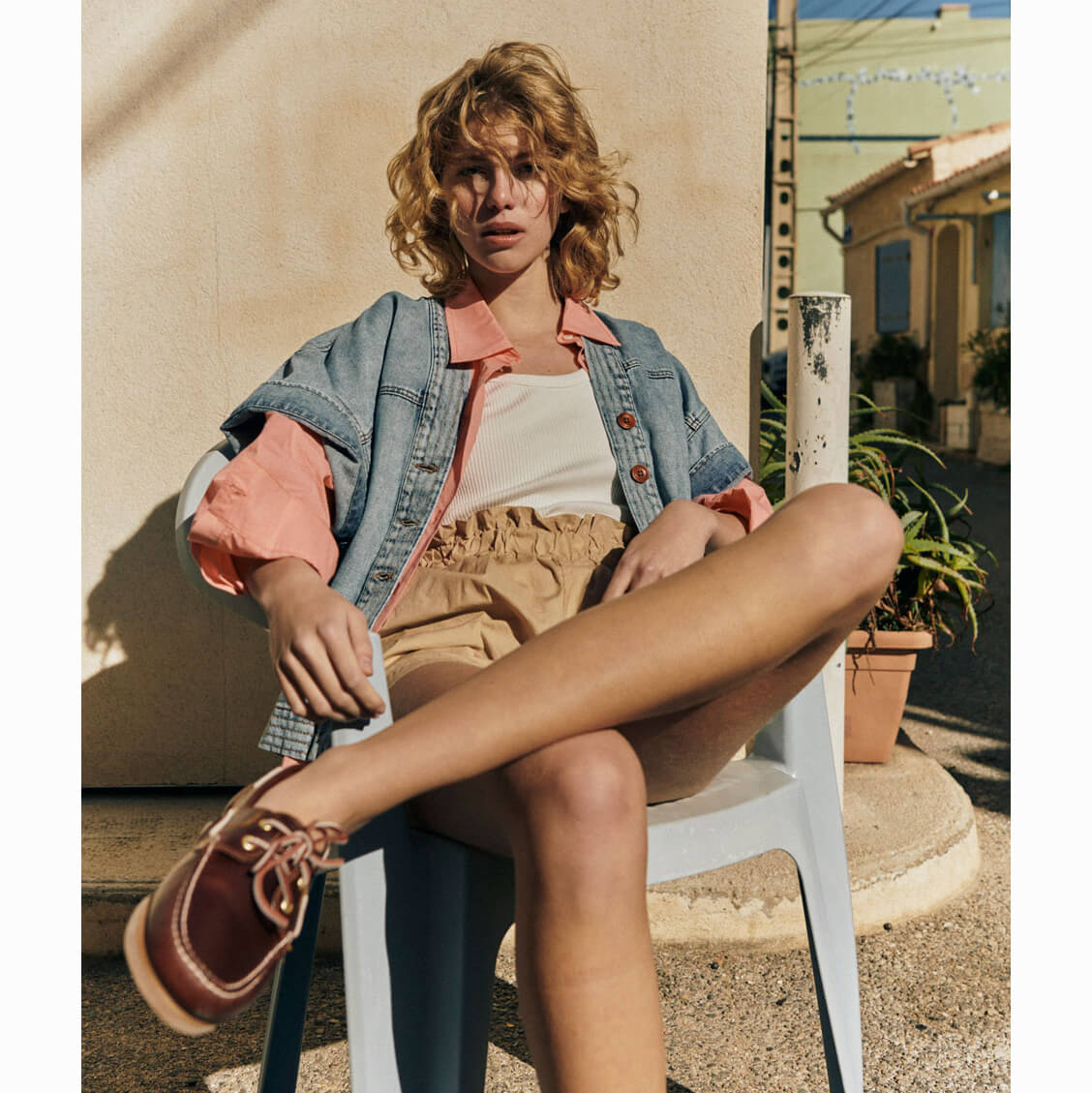 Veste-kimono denim "Xivry On Blue" - Ocean
