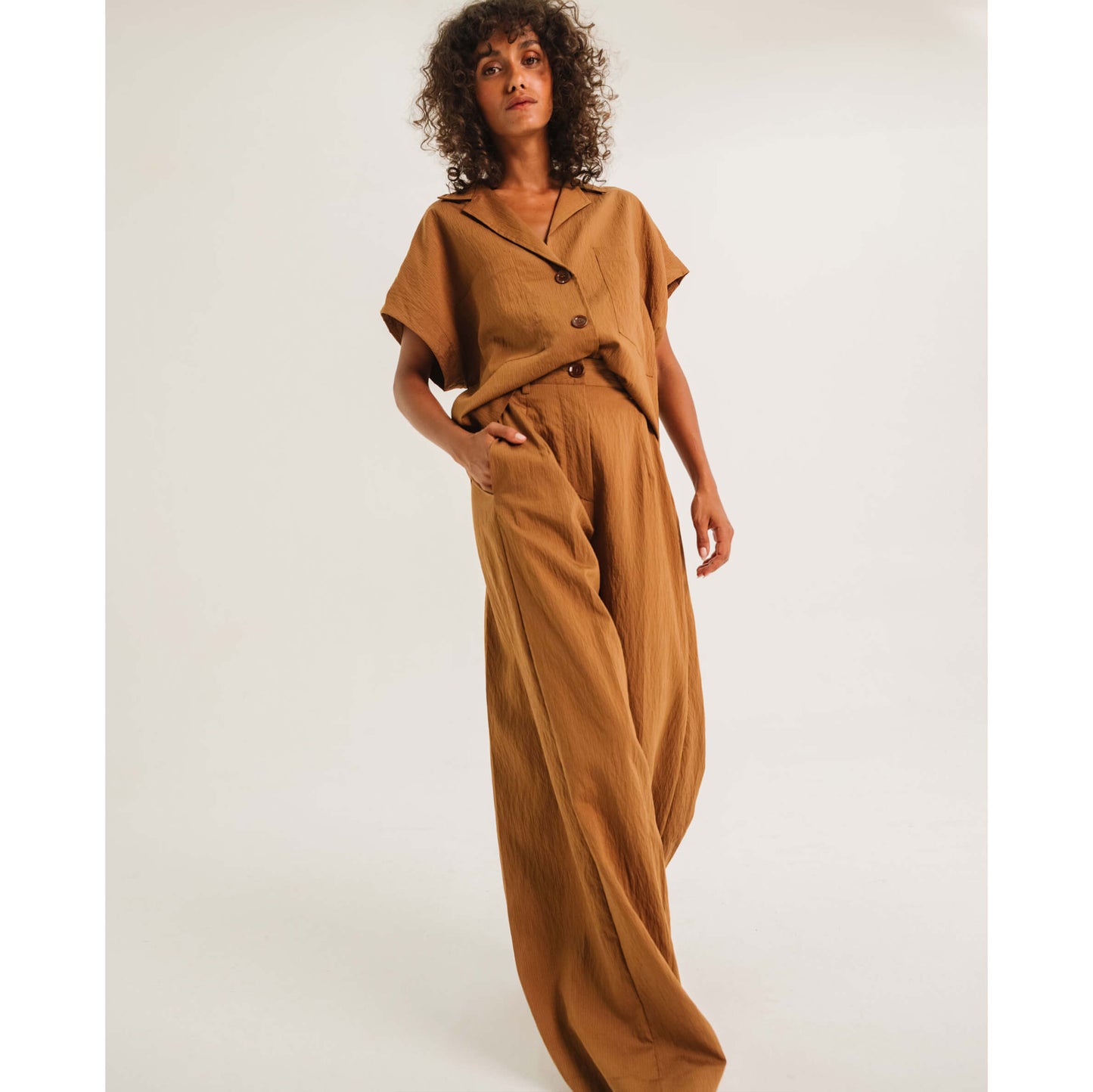 Pantalon loose "Ejaz" - Noisette