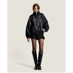 Bomber oversize cuir "Marley" - Noir