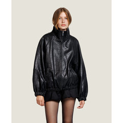 Bomber oversize cuir "Marley" - Noir