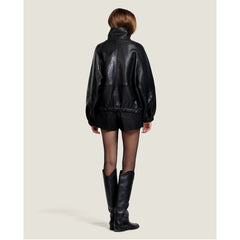 Bomber oversize cuir "Marley" - Noir
