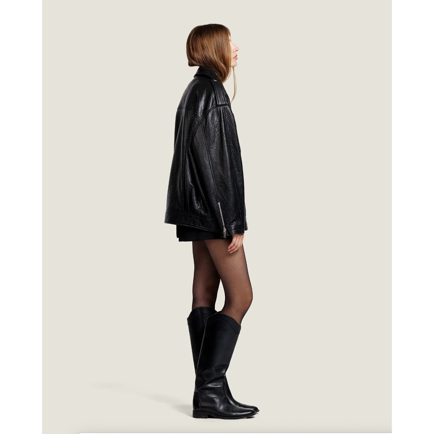 Perfecto oversize cuir "Carmel" - Noir