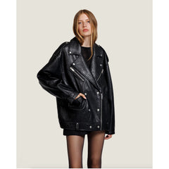 Perfecto oversize cuir "Carmel" - Noir