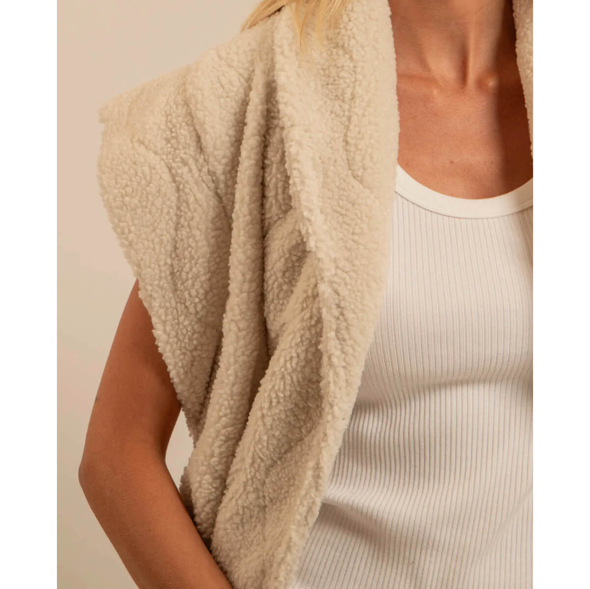 Veste sans manches "Brooklyn sherpa" - Crème