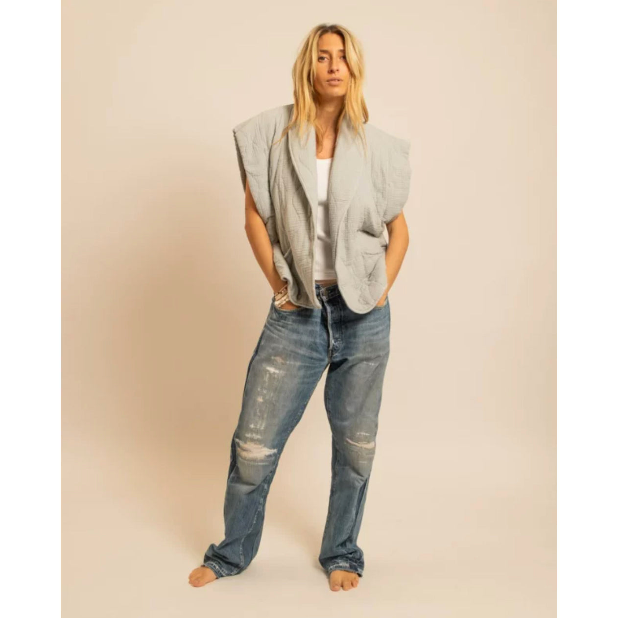 Veste sans manches "Brooklyn" - Gris perle