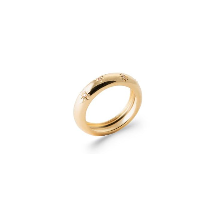 Bague "demi-tube" Zircons - plaqué Or
