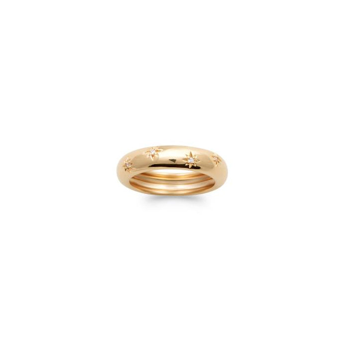 Bague "demi-tube" Zircons - plaqué Or