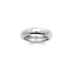 Bague "demi-tube" Zircons - Argent