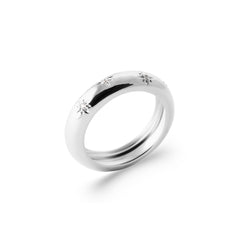 Bague "demi-tube" Zircons - Argent