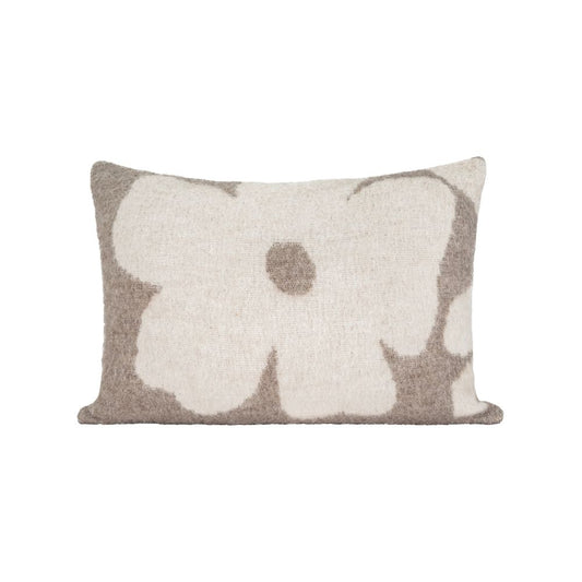 Coussin en laine à motifs fleuris "Mimo" - Quartz