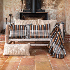 Coussin rayures & jacquard "Mylan" droit - Ecorce