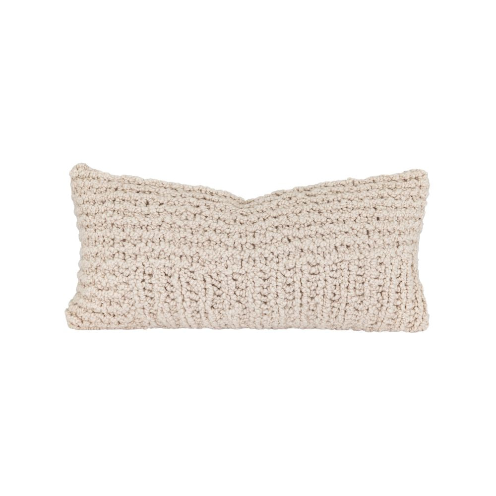 Coussin tricot en laine "Crispy"- Ecru