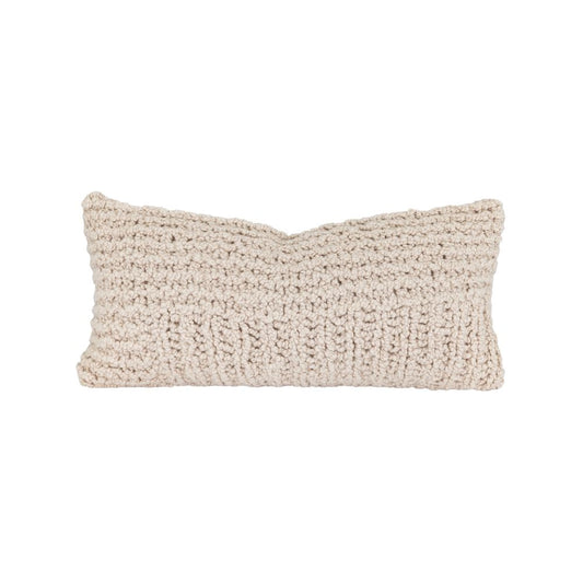 Coussin tricot en laine "Crispy"- Ecru