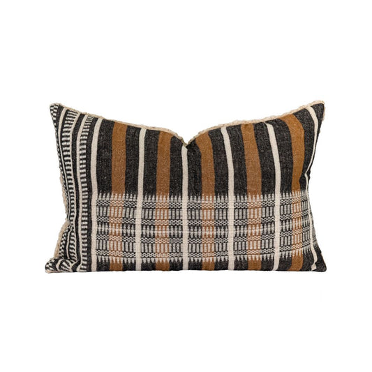 Coussin rayures & jacquard "Mylan" gauche - Ecorce