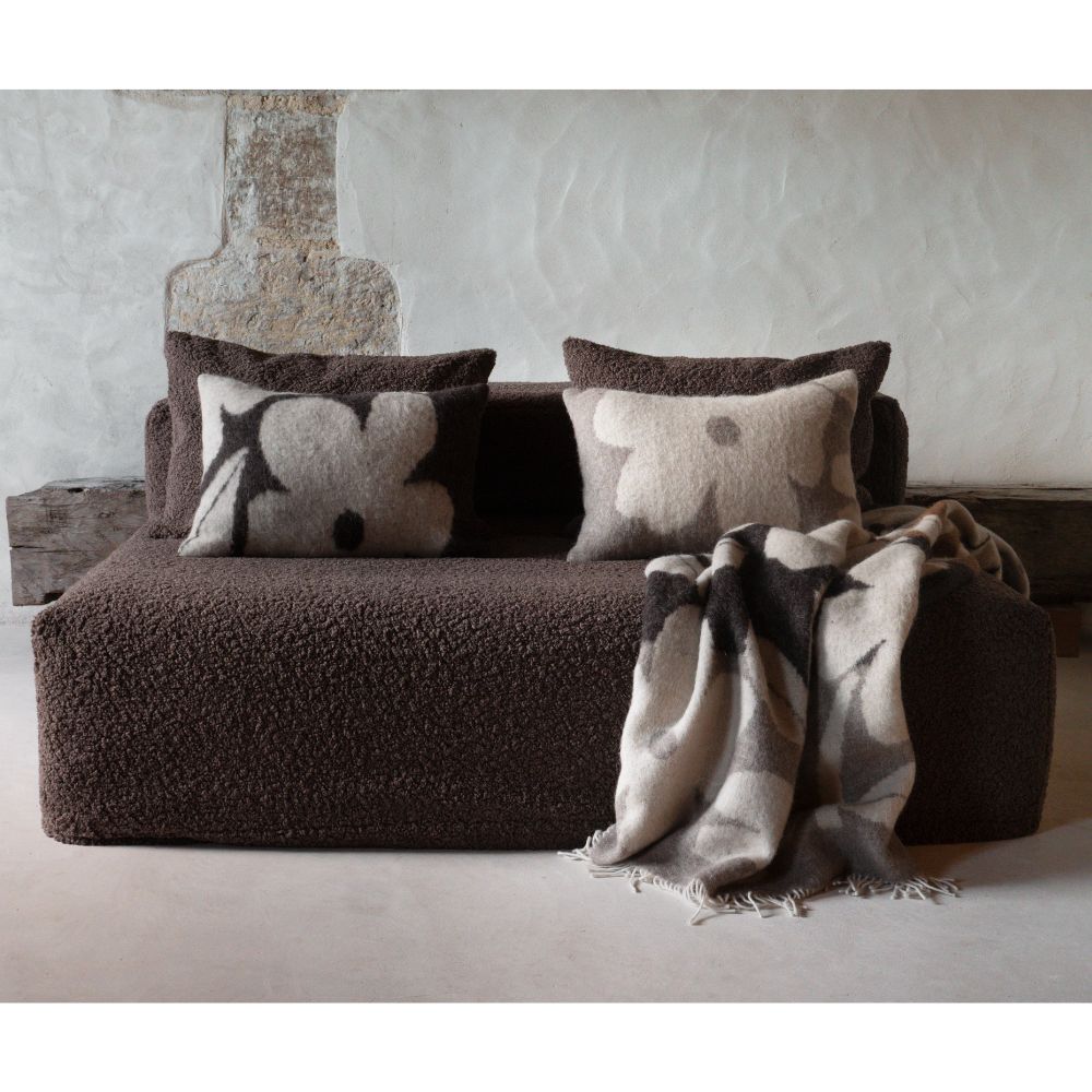 Coussin en laine à motifs fleuris "Mimo" - Quartz