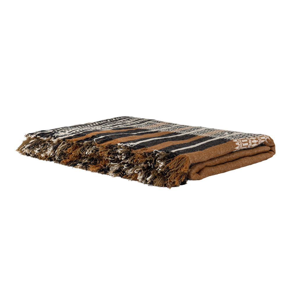 Plaid rayures & jacquard "Malo" - Ecorce