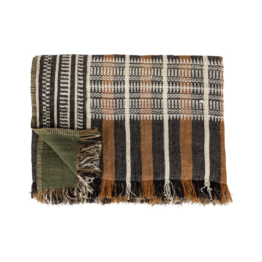 Plaid rayures & jacquard "Malo" - Ecorce