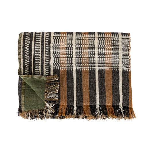 Plaid rayures & jacquard "Malo" - Ecorce